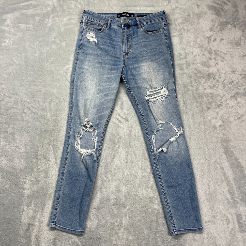 Hollister Jeans Womens 7R (29x27) Blue High Rise Super Skinny Crop Distressed